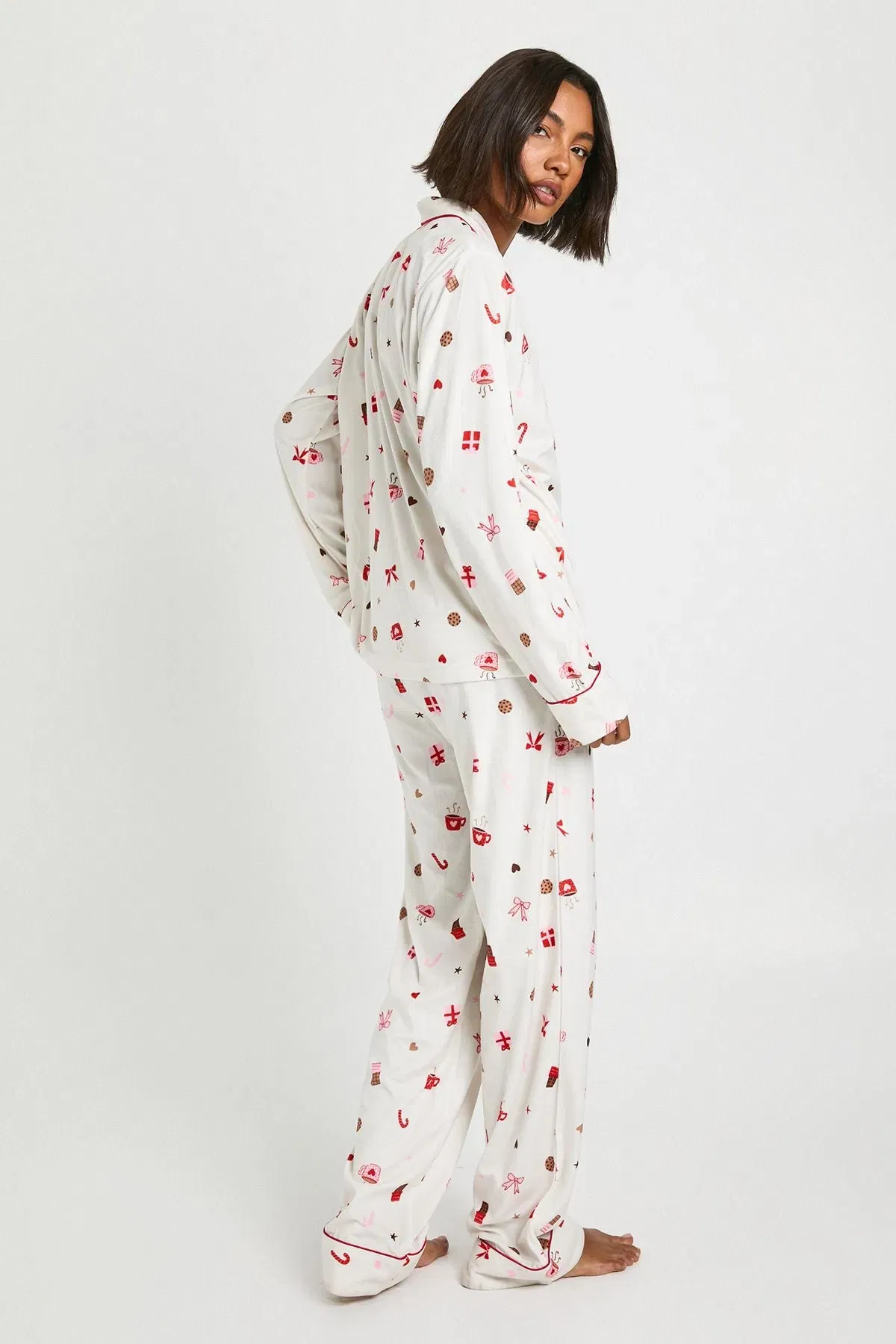 Tall Christmas Sweet Print Baby Fleece Long Sleeve Shirt & Trousers Pyjama Set