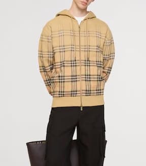 Cotton Gradient Check Hoodie