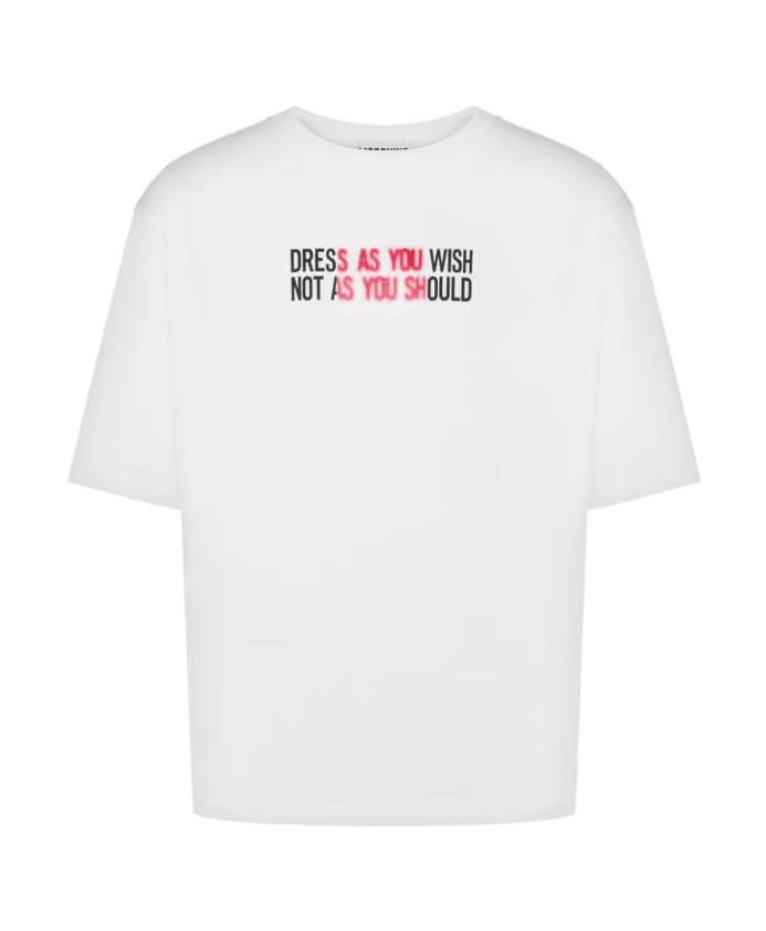 Moschino Slogan Print Logo Crew Neck T-shirt
