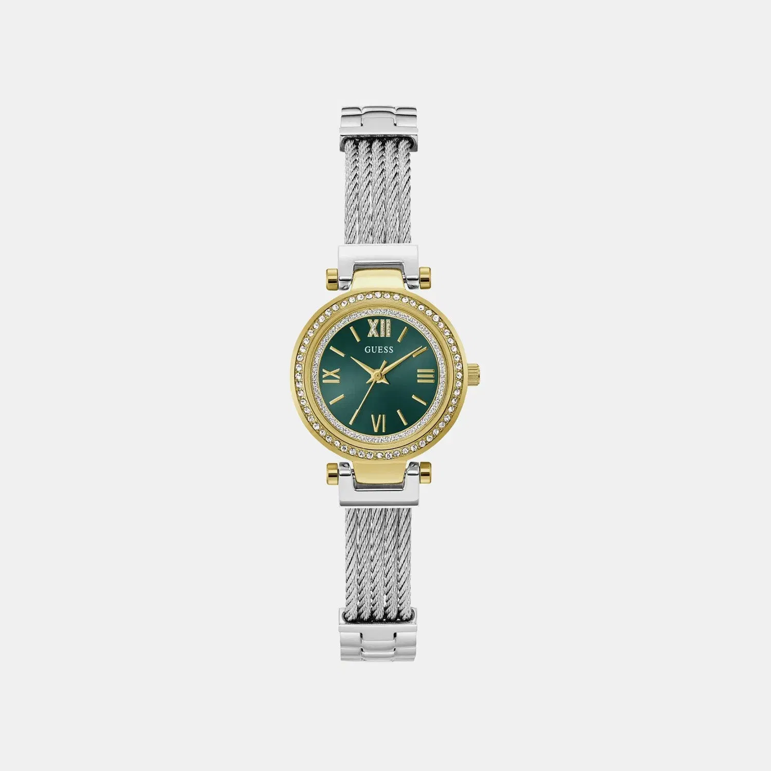 Guess Gb Mini Soho Women Quartz Green Dial Analog Stainless Steel Gw1076L3