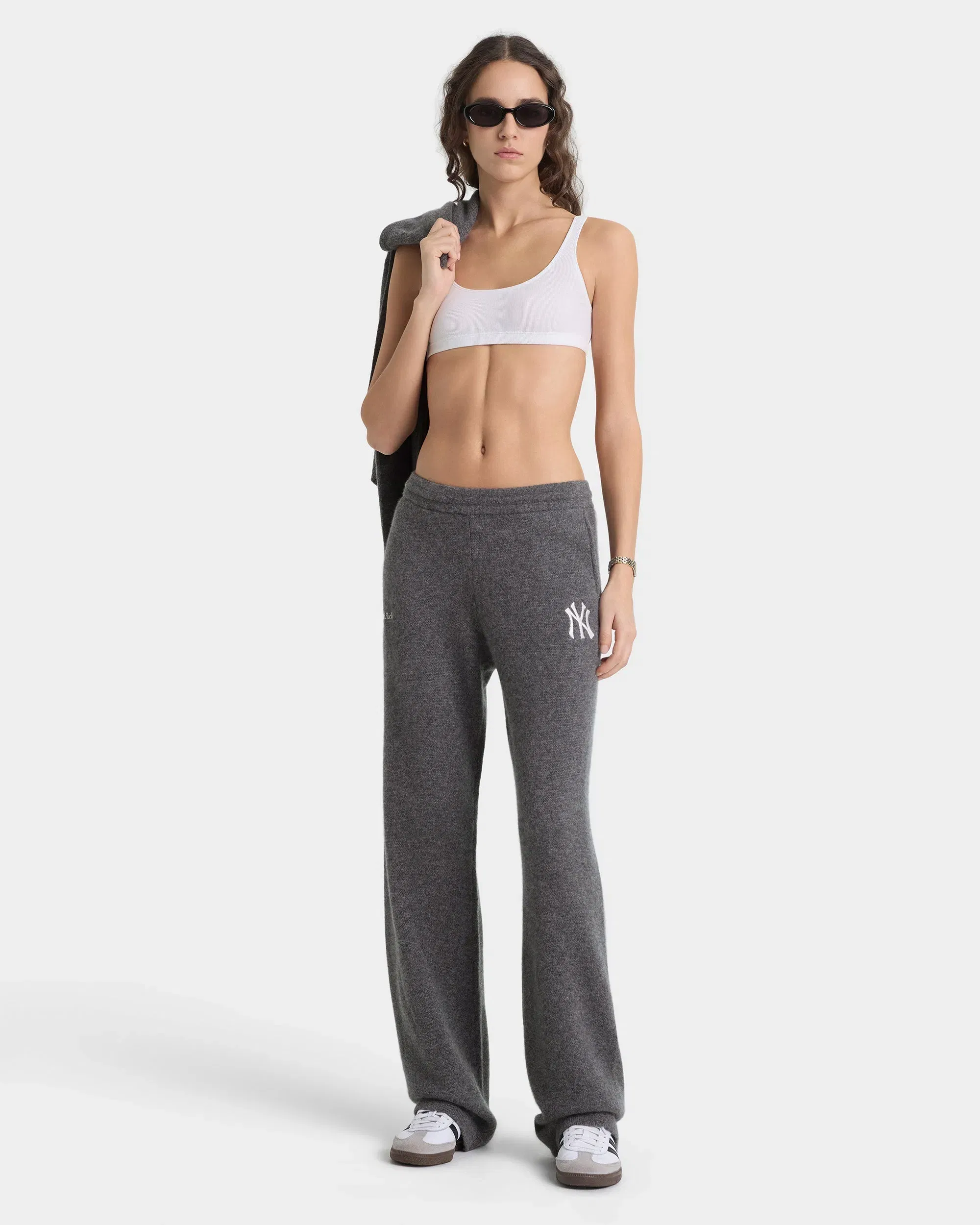 Heritage Yankees Serif Cashmere Trousers - Dark Grey/White