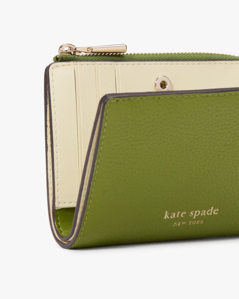 Ava Colorblocked Pebbled Leather Zip Bifold Wallet