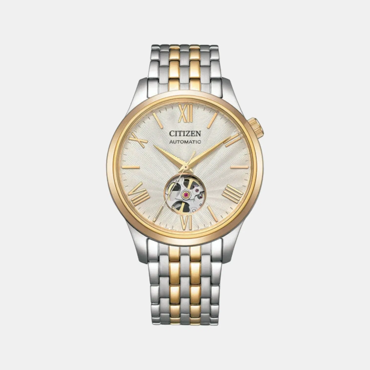 Citizen Mechanical Open Heart Men Automatic White Dial Analog Stainless Steel Nh9136-88A