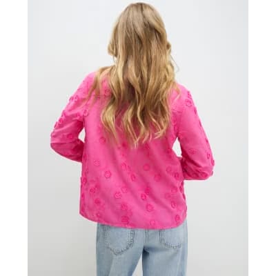Pink 3D Floral Embellished Shirt