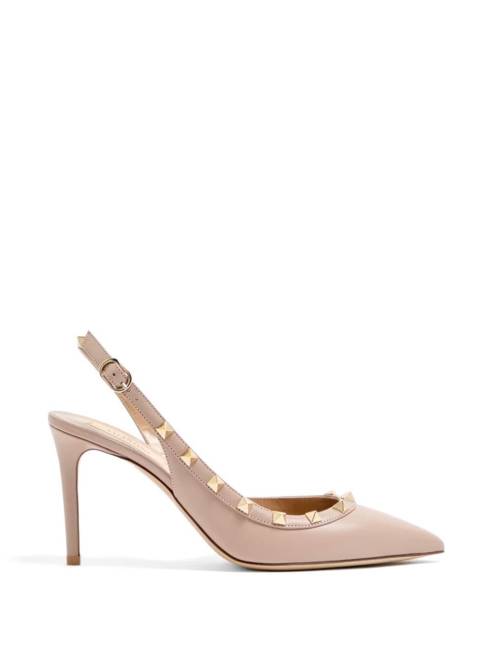 Rockstud slingback calfskin pumps 85mm