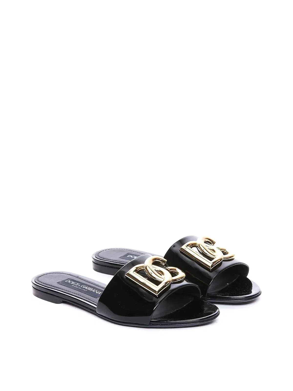 Dolce & Gabbana DG-logo leather slides – Black