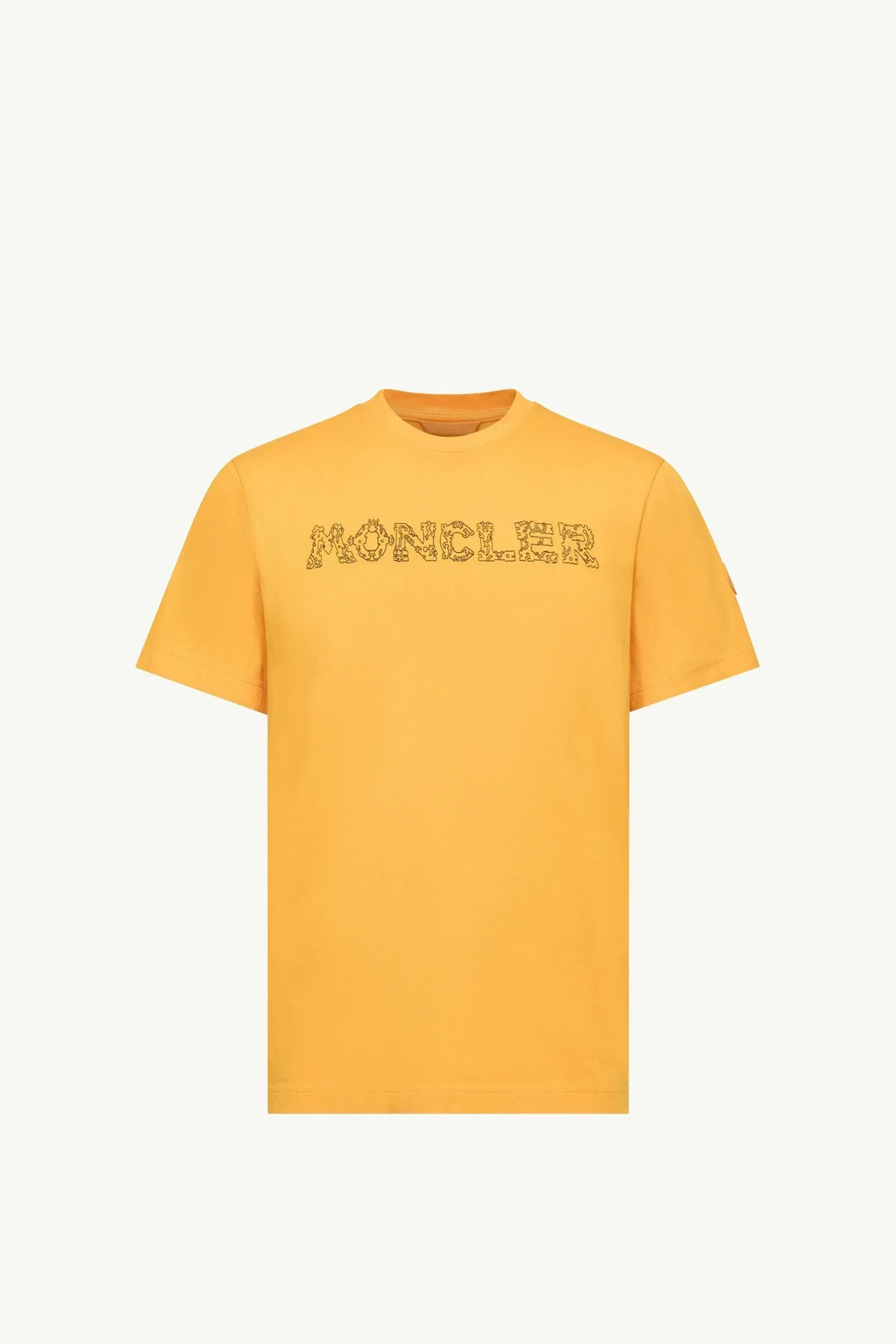 Moncler Space Embroidered Logo Cotton T-Shirt Yellow Yellow
