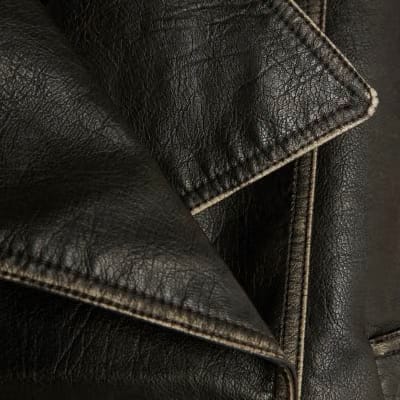 Black Faux Leather Double Breasted Jacket
