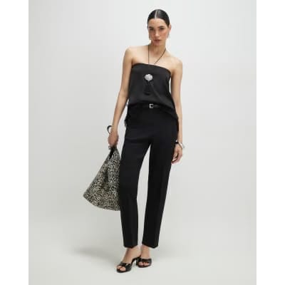 Black Belted Slim Fit Trousers