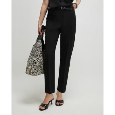 Black Belted Slim Fit Trousers