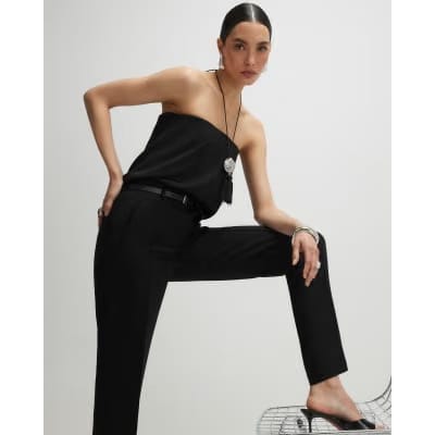 Black Belted Slim Fit Trousers