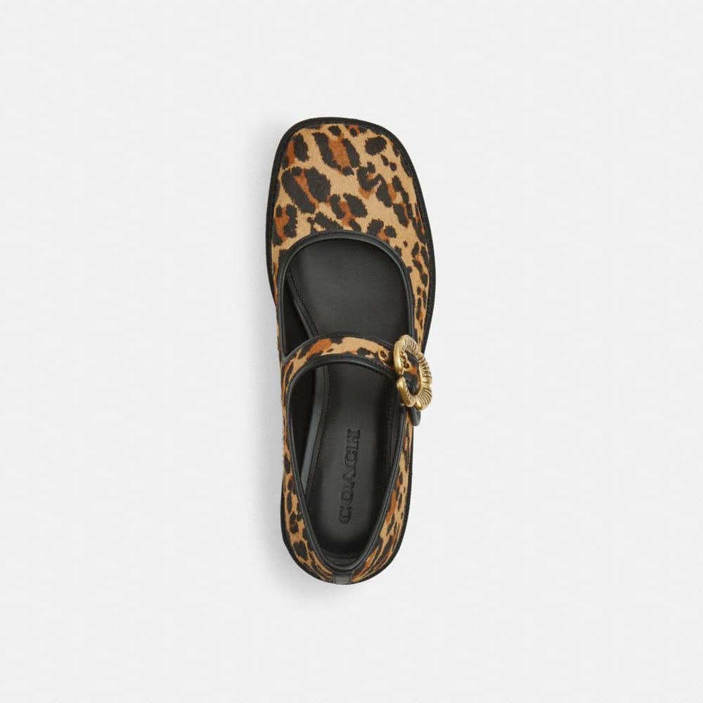 Tea Rose Mary Jane With Leopard Print