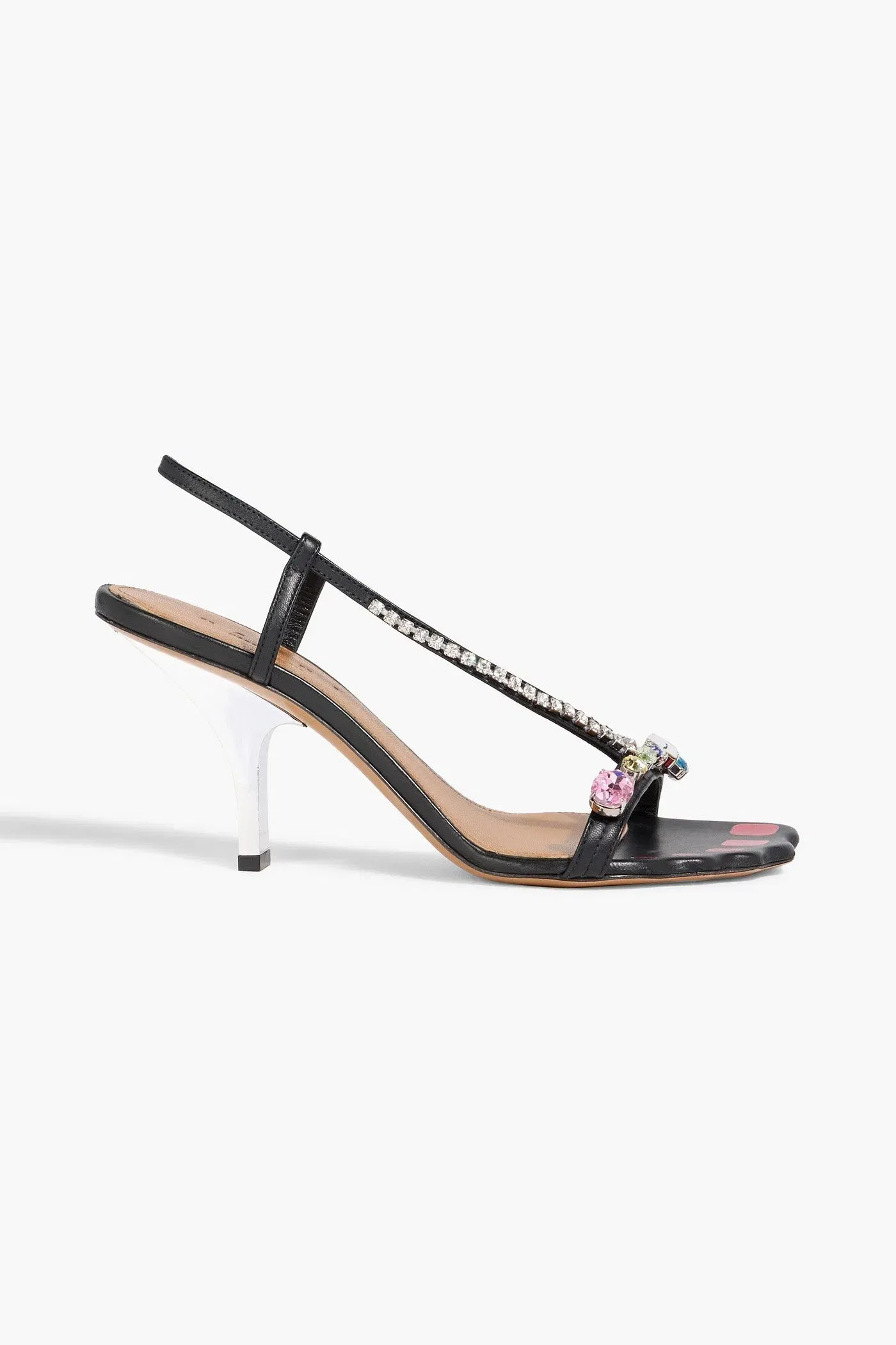Marni Crystal-Embellished Leather Slingback Sandals Black Women's