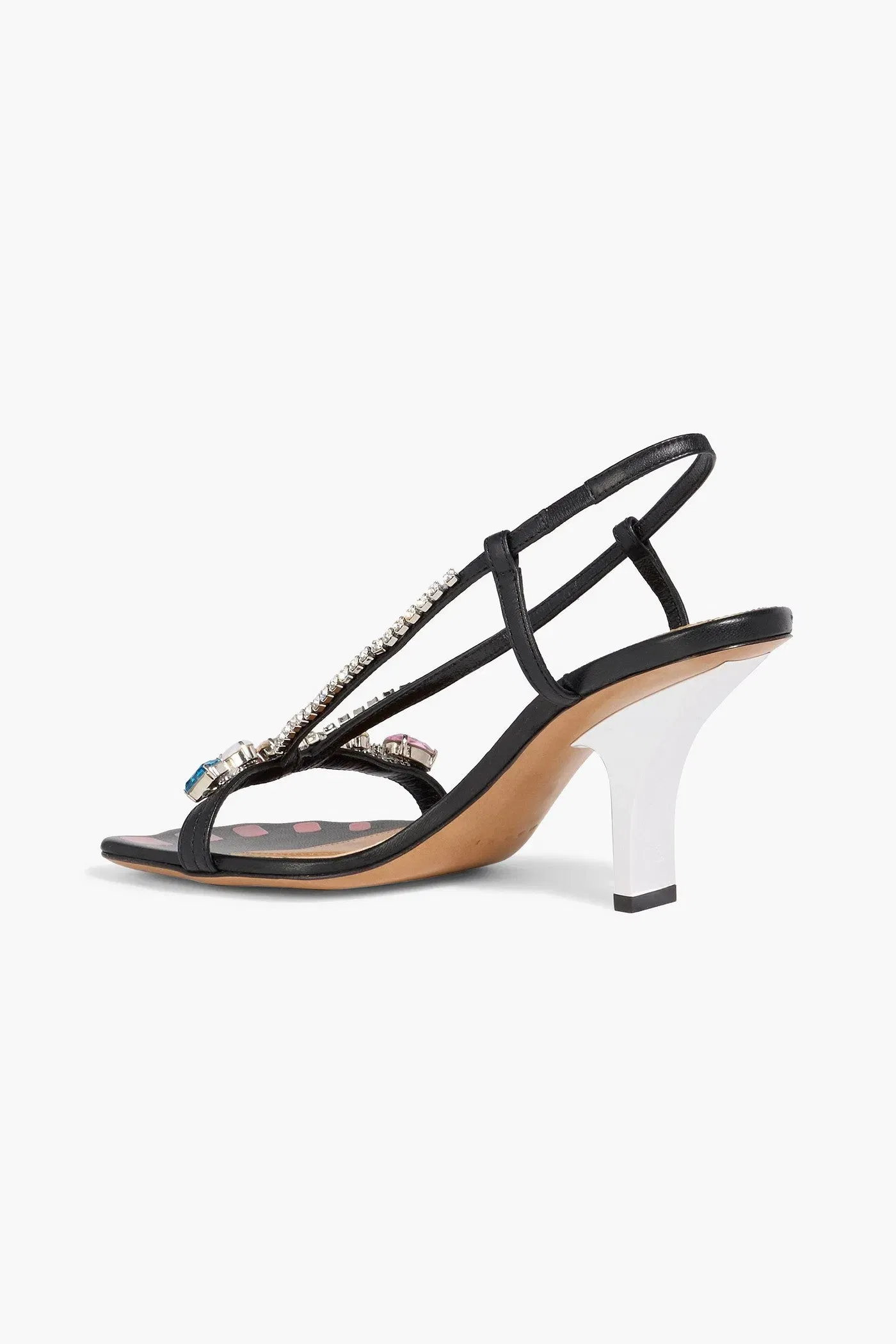 Marni Crystal-Embellished Leather Slingback Sandals Black Women's