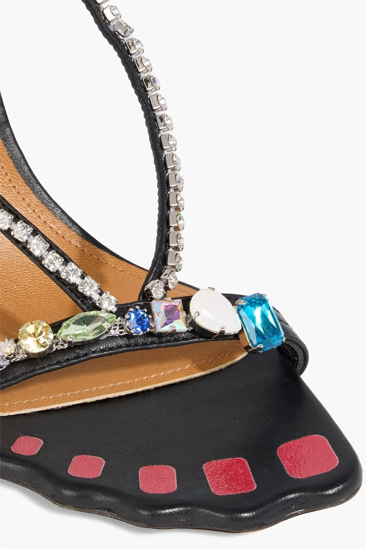 Marni Crystal-Embellished Leather Slingback Sandals Black Women's