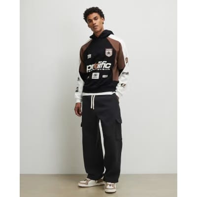 Black Wide Leg Cargo Joggers
