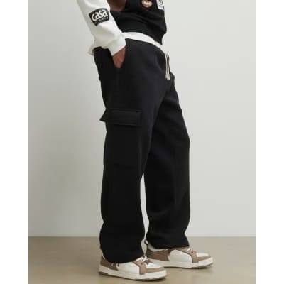 Black Wide Leg Cargo Joggers