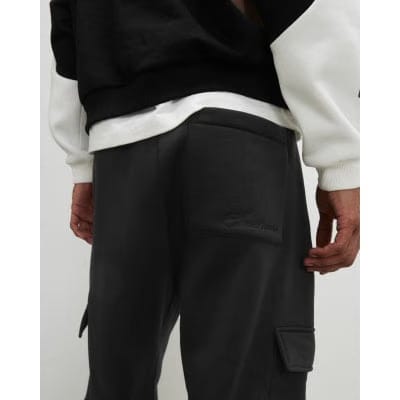 Black Wide Leg Cargo Joggers