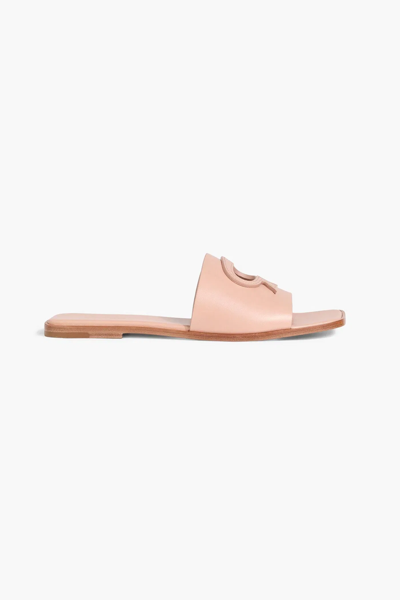 Gianvito Rossi Ribbon Cutout Leather Slides Blush Women's