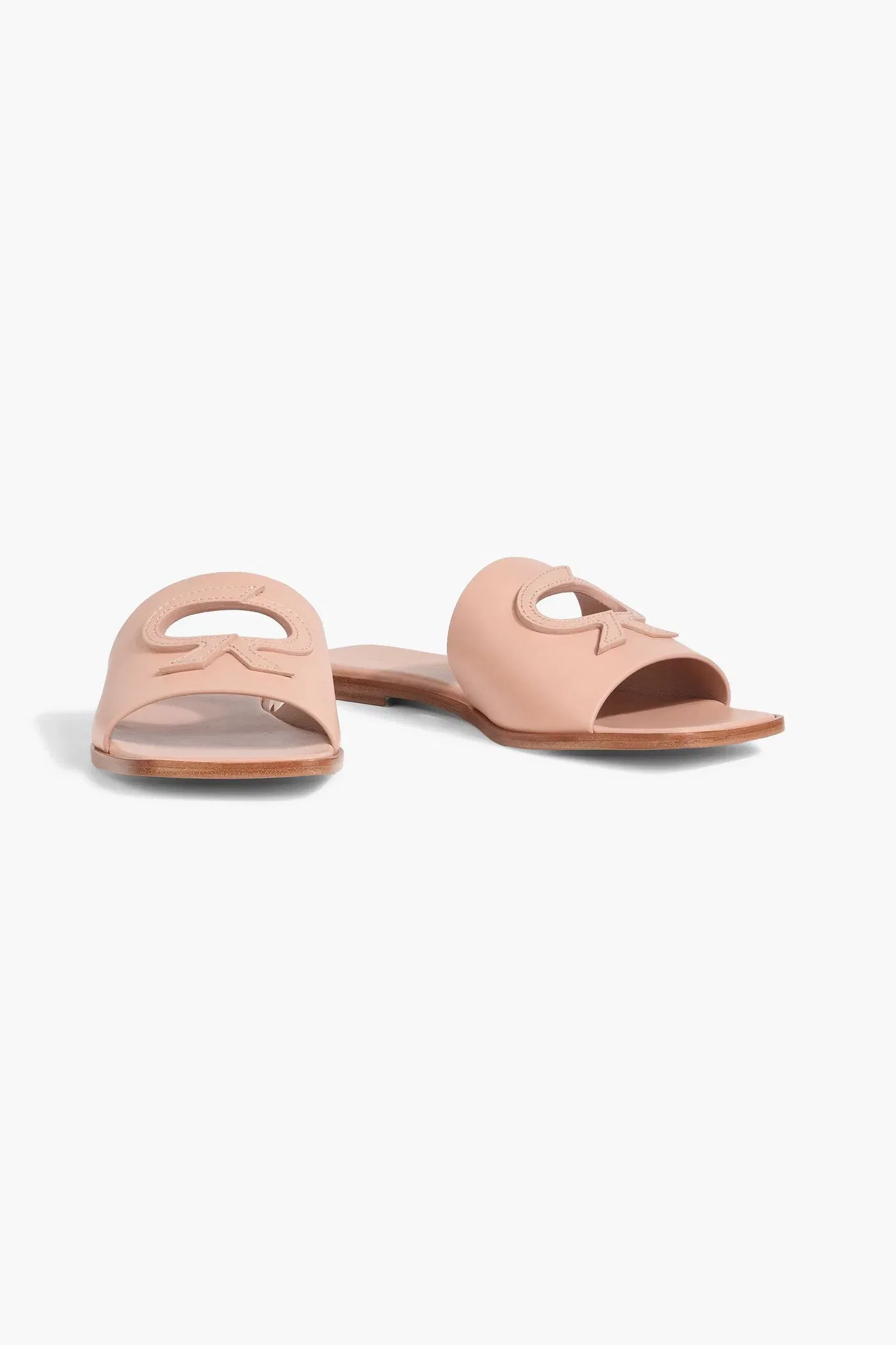 Gianvito Rossi Ribbon Cutout Leather Slides Blush Women's