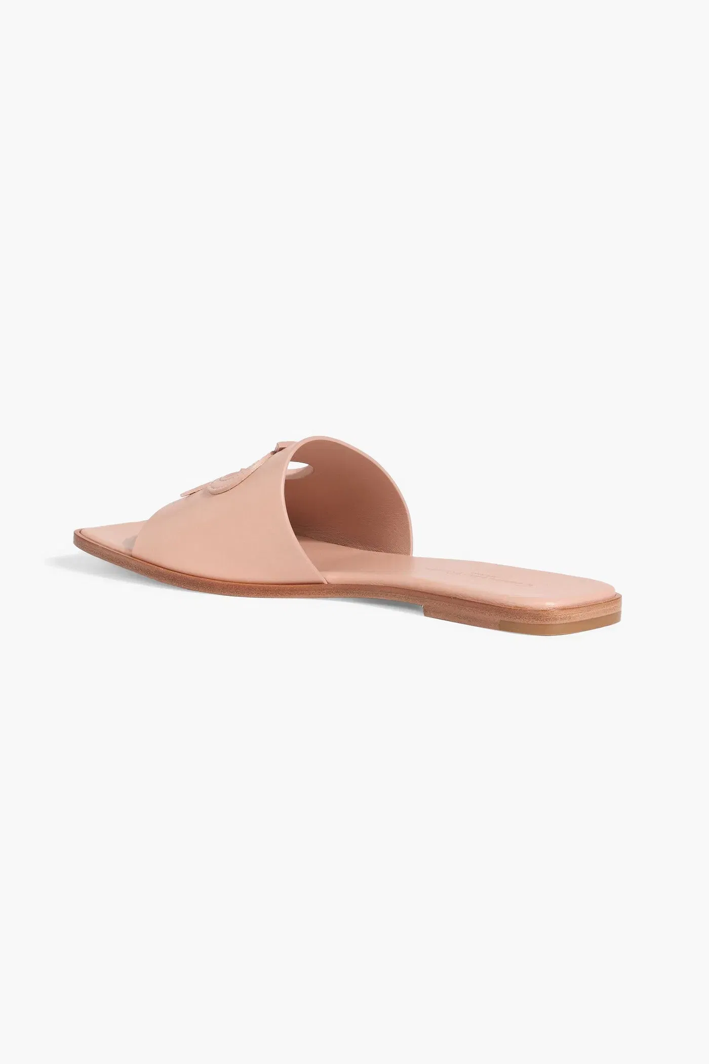 Gianvito Rossi Ribbon Cutout Leather Slides Blush Women's