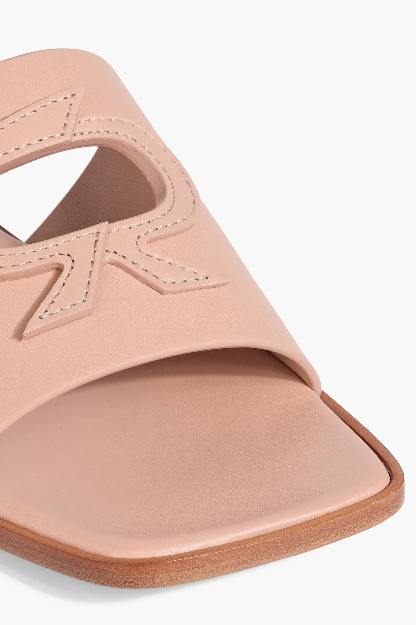 Gianvito Rossi Ribbon Cutout Leather Slides Blush Women's