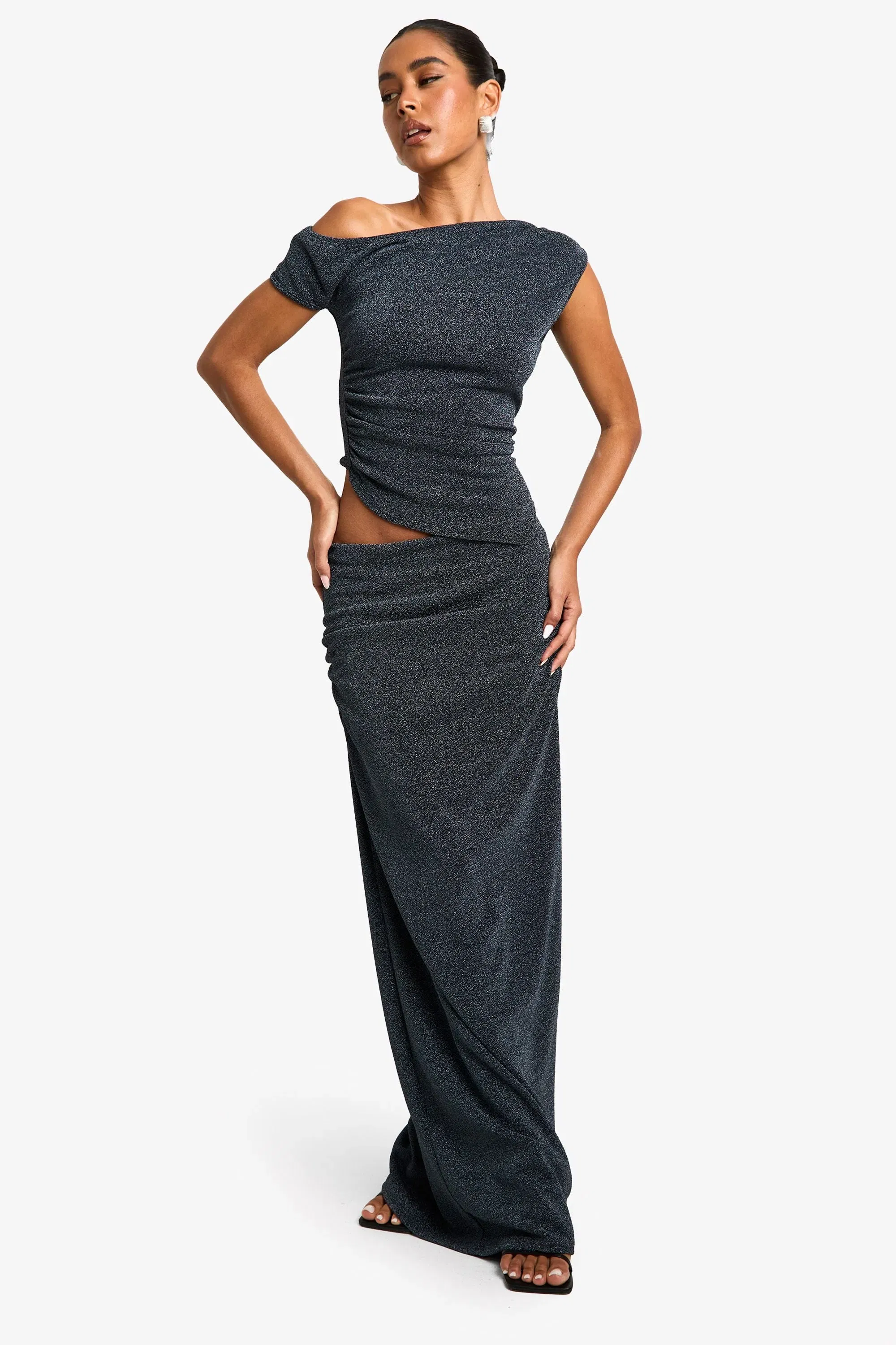 Metallic Knit Maxi Skirt