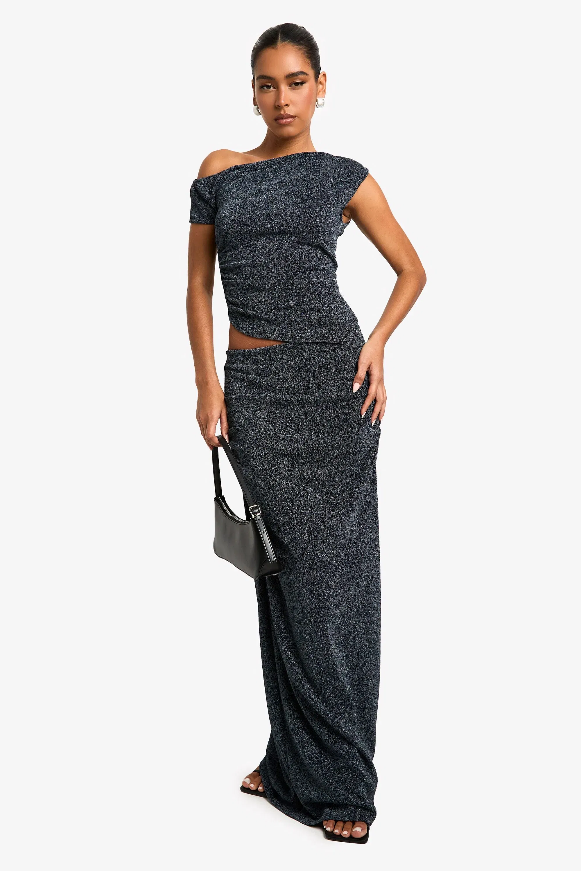 Metallic Knit Maxi Skirt