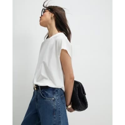 White Short Sleeve Loose Fit Top