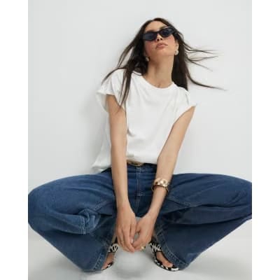 White Short Sleeve Loose Fit Top
