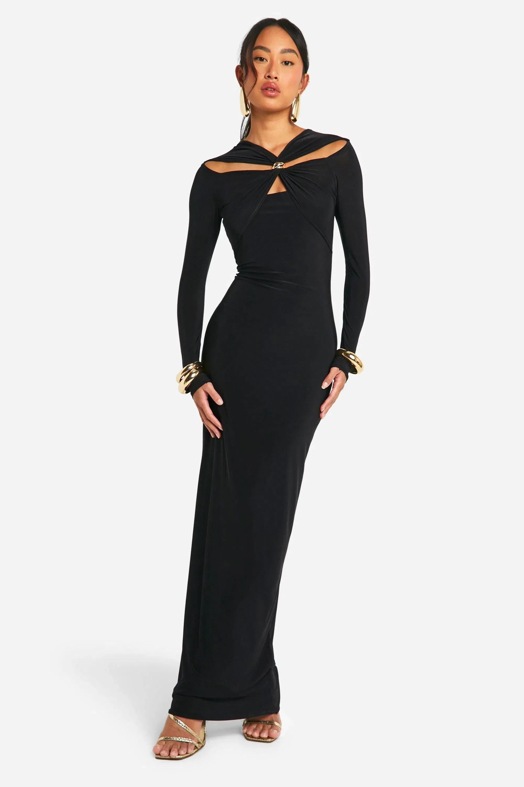 Trim Detail Cut Out Maxi Dress