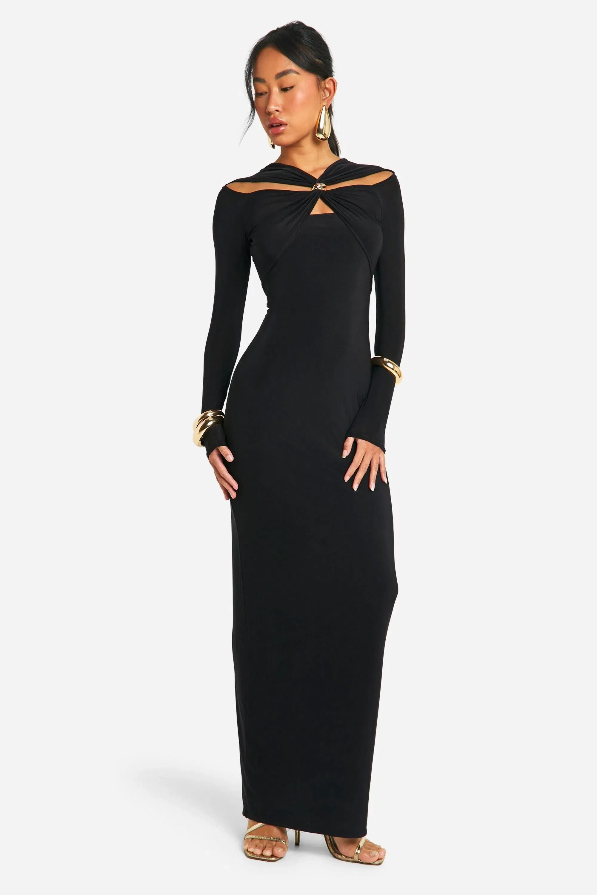 Trim Detail Cut Out Maxi Dress