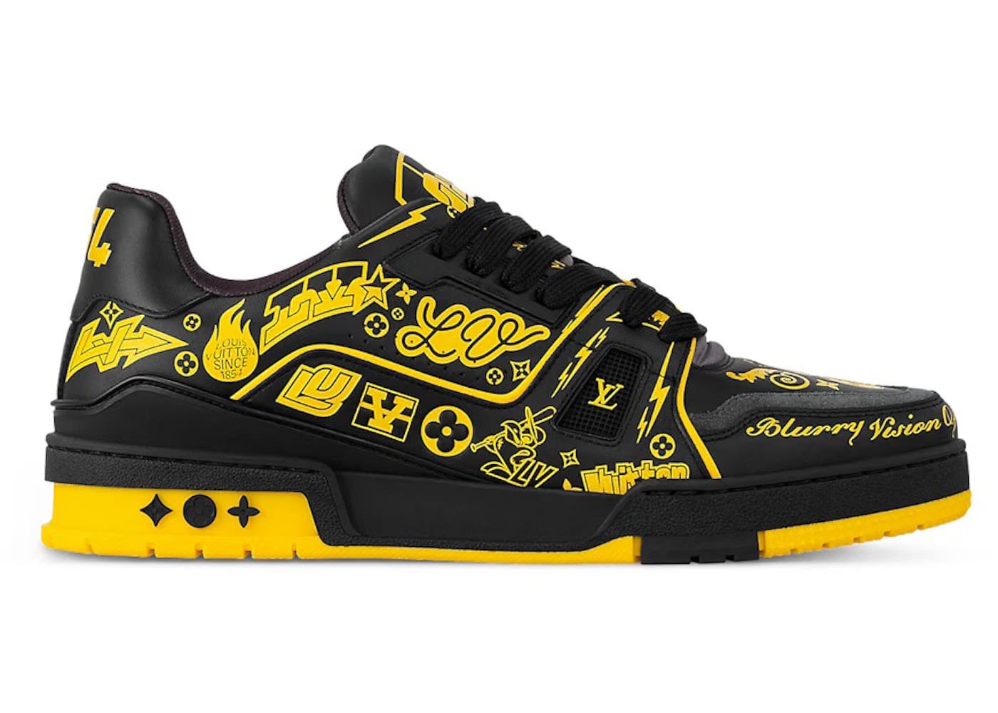 Louis Vuitton Lv Trainer Black Yellow Graffiti