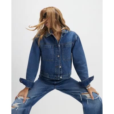 Blue Denim Long Sleeve Pocket Jacket