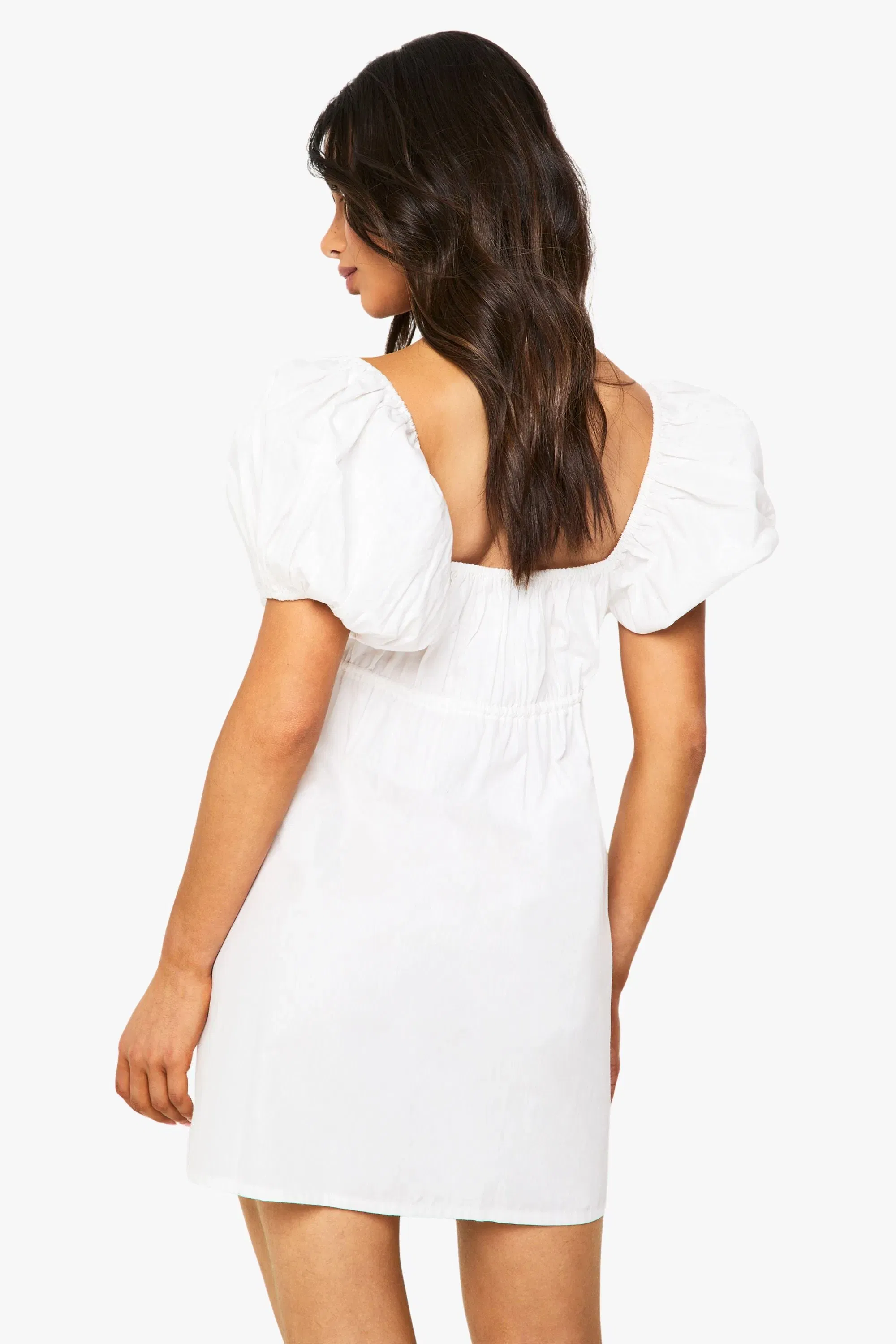 Petite Poplin Puff Sleeve Mini Dress