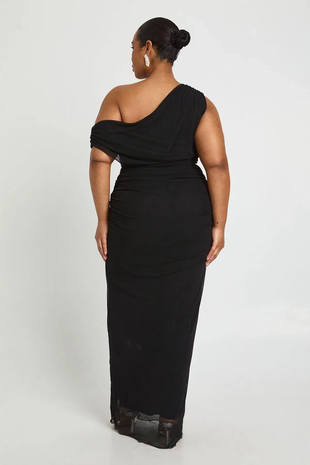 Plus Off The Shoulder Mesh Maxi Dress