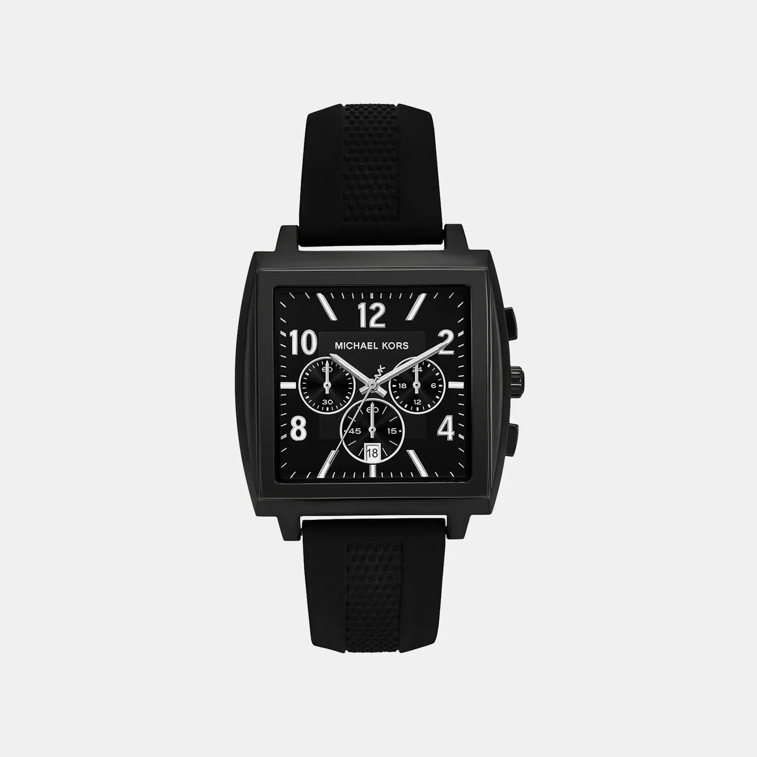 Michael Kors Rhys Men Quartz Black Dial Analog Silicone Watch Mk9233