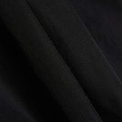 Black Poplin Barrel Leg Trousers