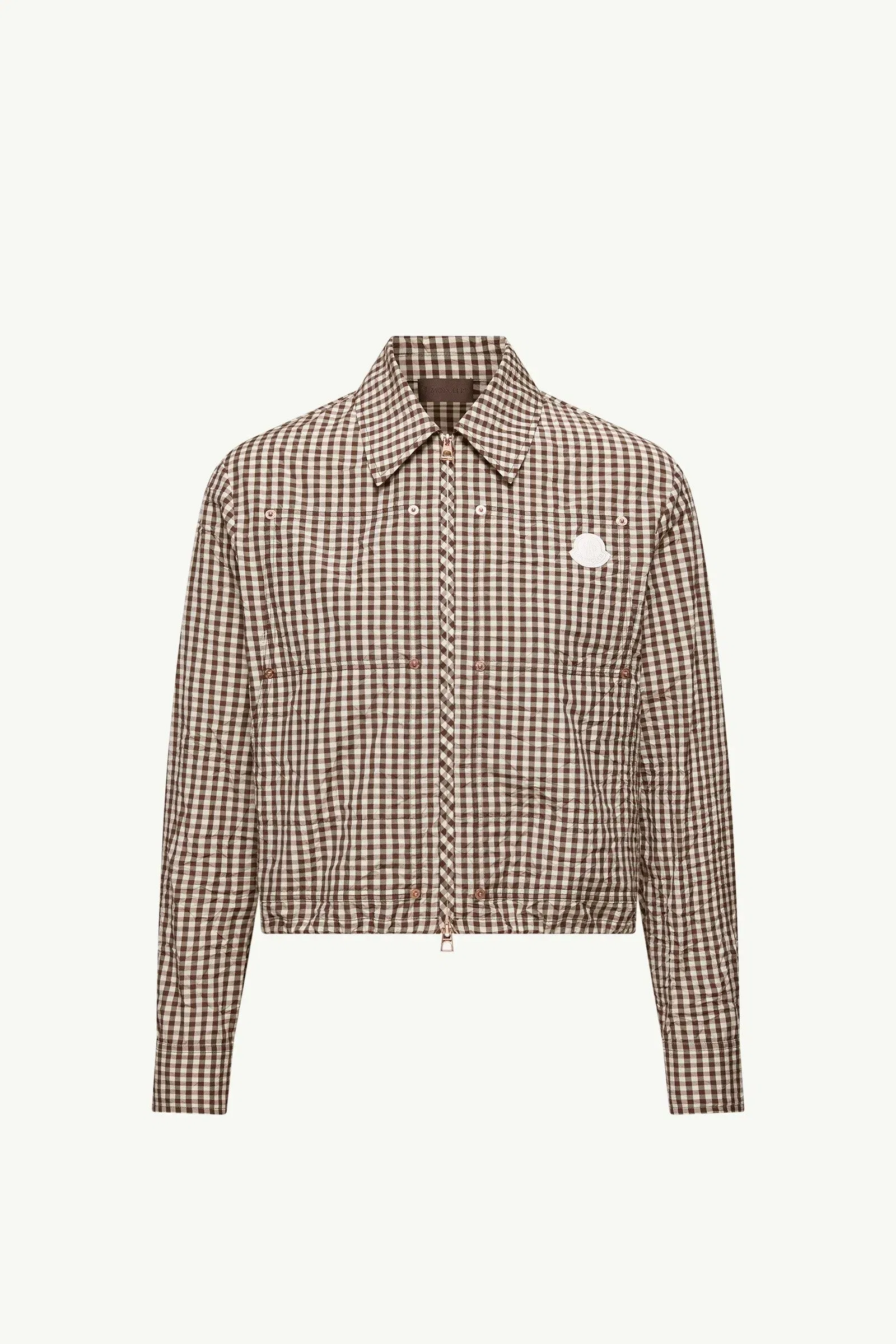 Moncler Vichy Cotton Blend Shirt White & Brown White & Brown
