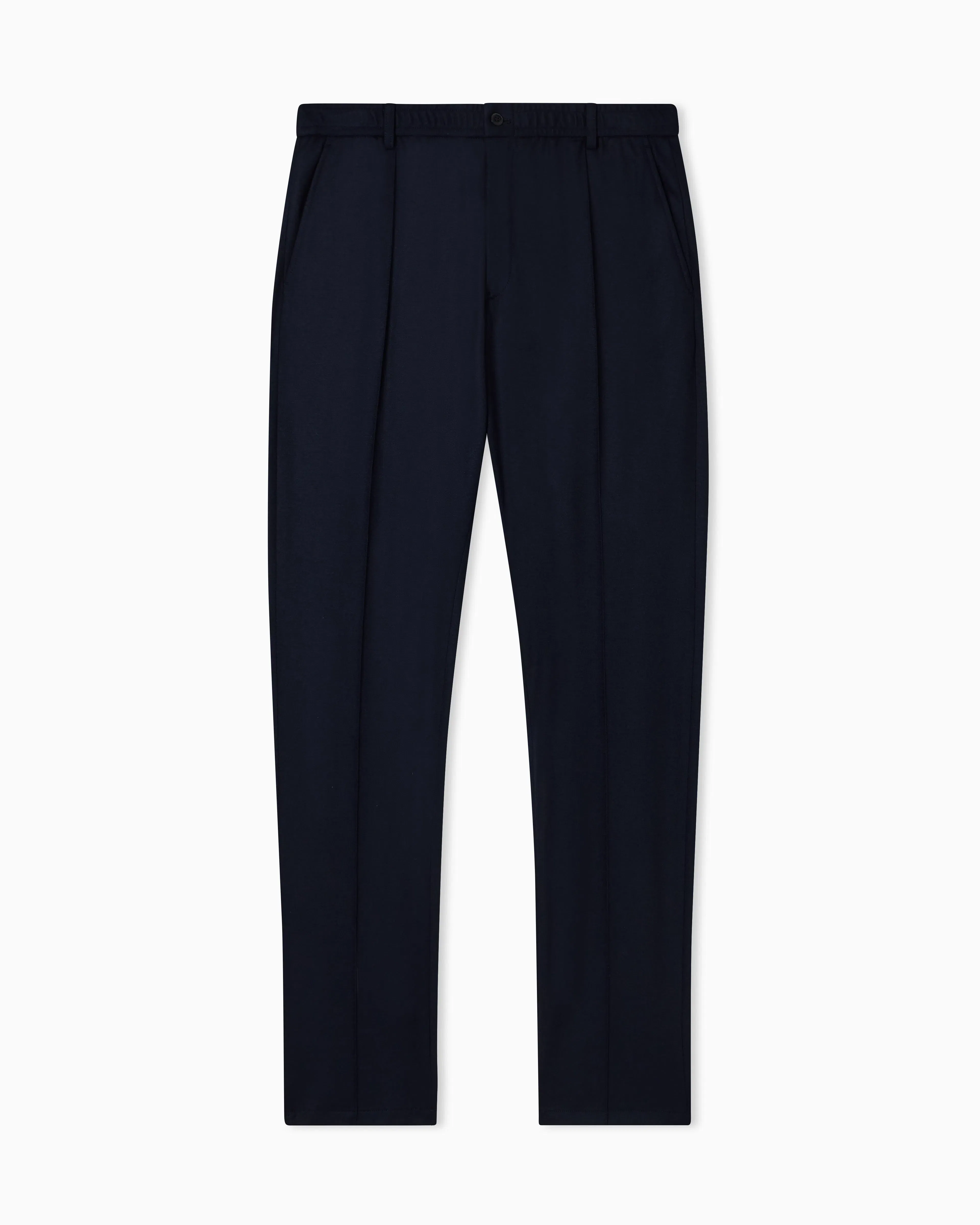 Emporio Armani Trousers with ribbing in ultra-lightweight compact wool jersey