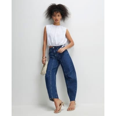 White Sleeveless Bubble Hem Top