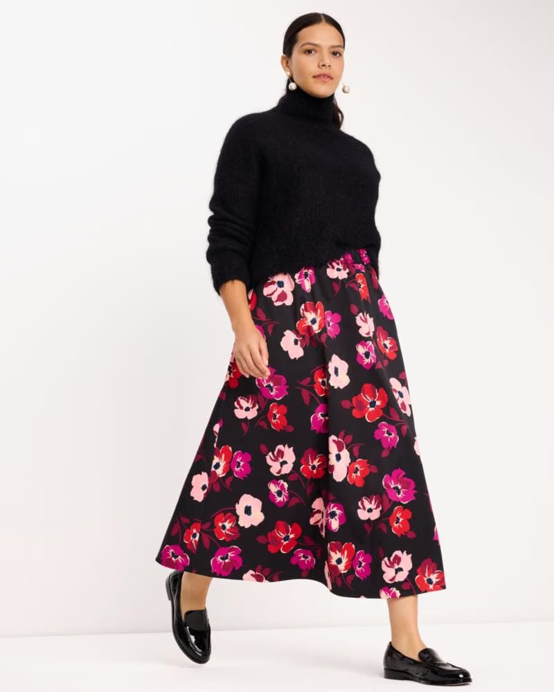 Fall Poppies Midi Skirt