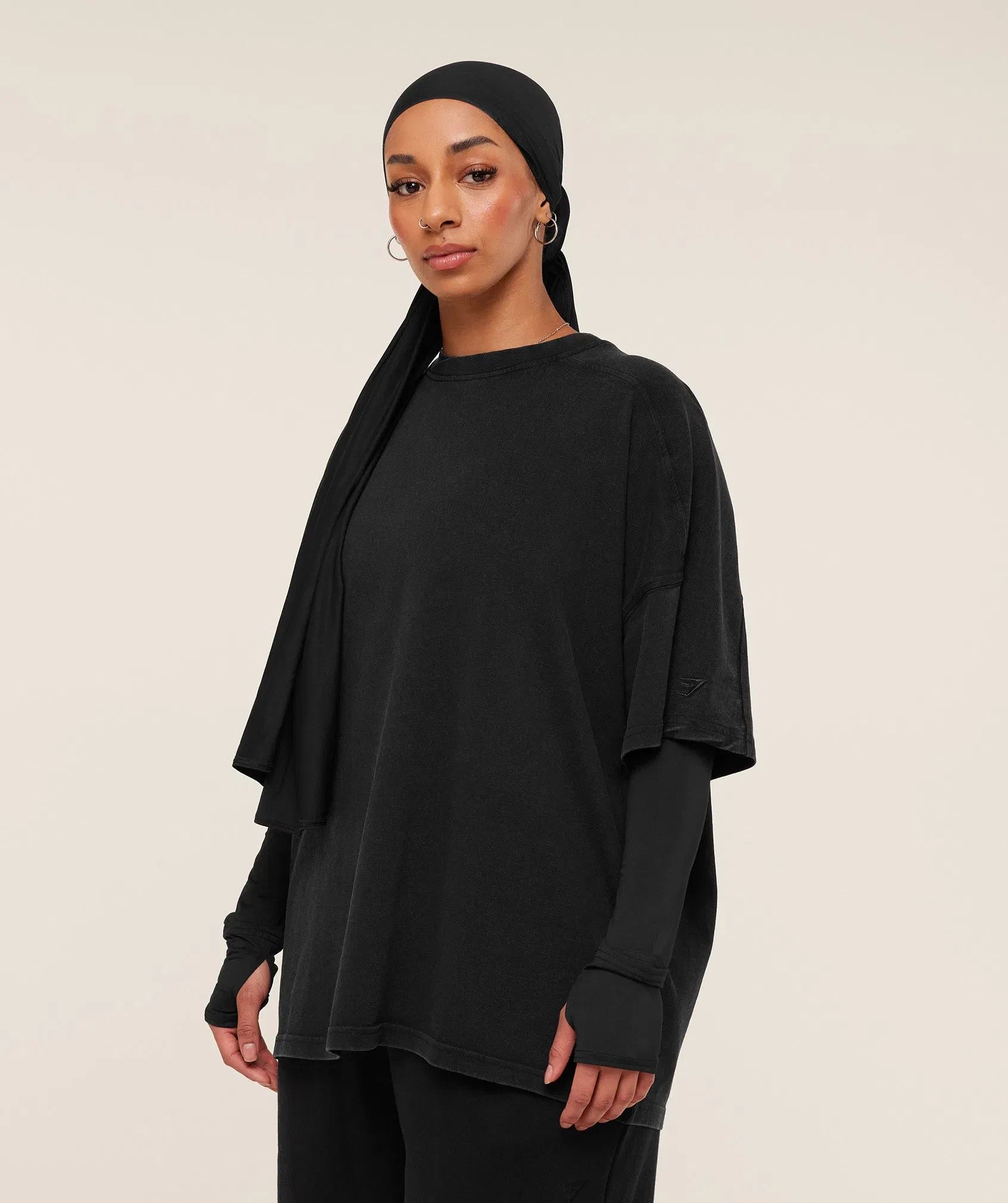 Gymshark Pump Cover Structured Fleece Top - Black/Wash