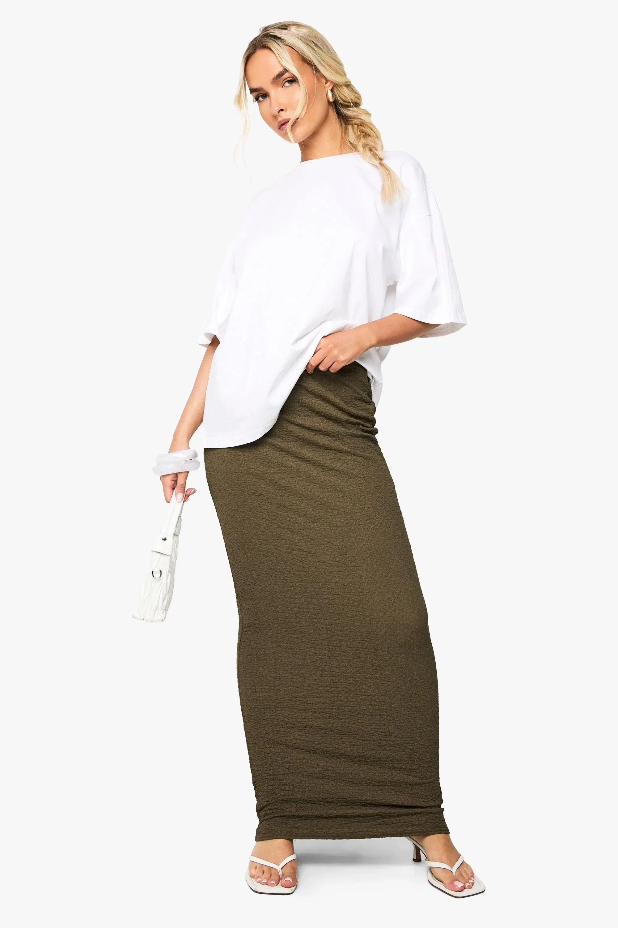 Textured Column Maxi Skirt