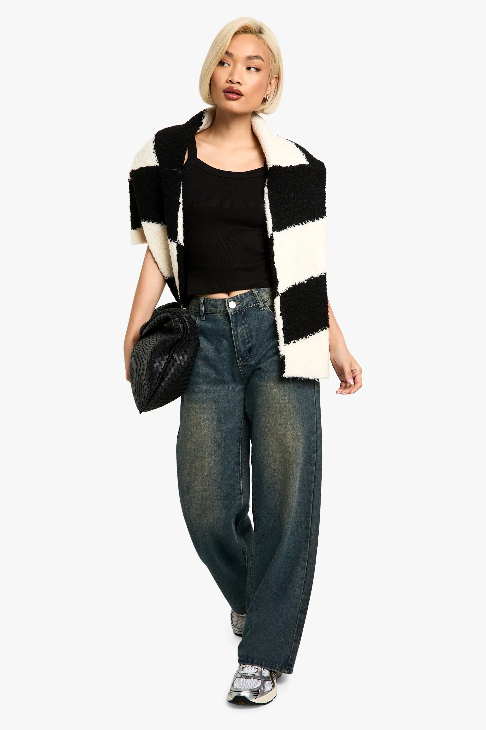 Rib Thick Binding Curved Strap Vest