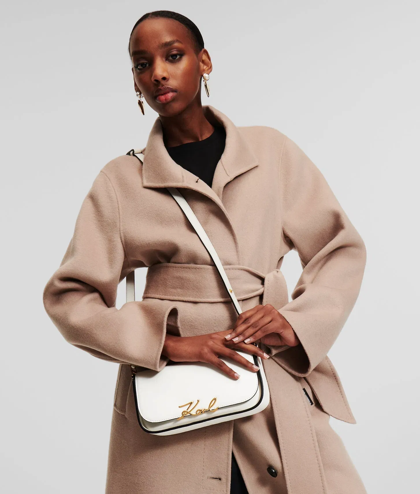 KarlLagerfeld Ksignature Two-Way Crossbody Bag Off White