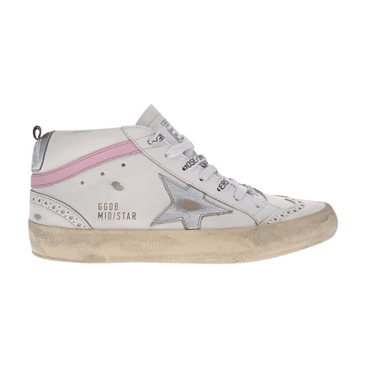 Golden Goose Wmns Mid Star 'White Silver Pink'