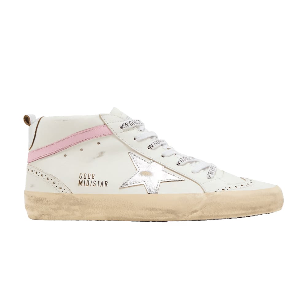 Golden Goose Wmns Mid Star 'White Silver Pink'