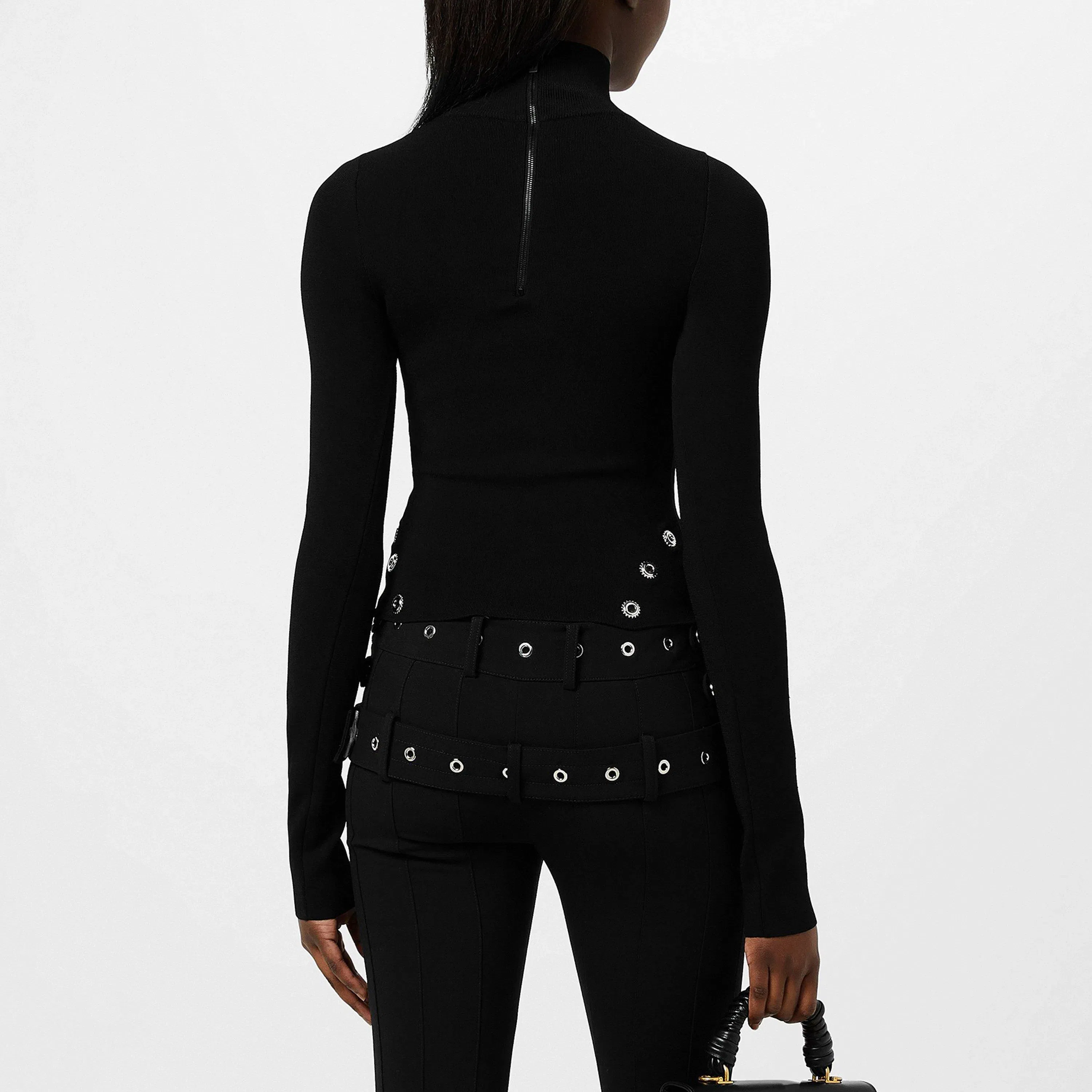 Eylts Mock Neck Viscose Long Sleeve Embellished Jumper