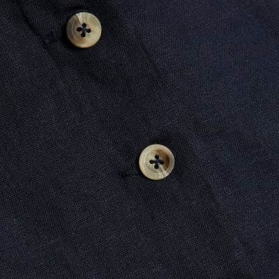 Navy Linen Blend Waistcoat